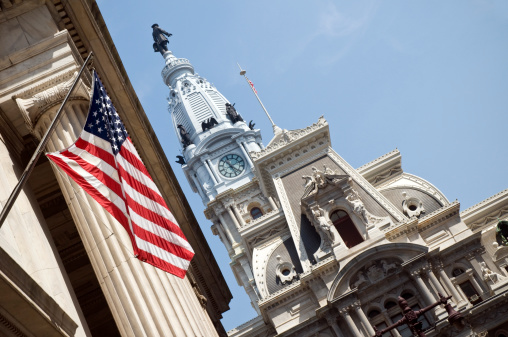 Town hall of Philadelphia from Broad Street.