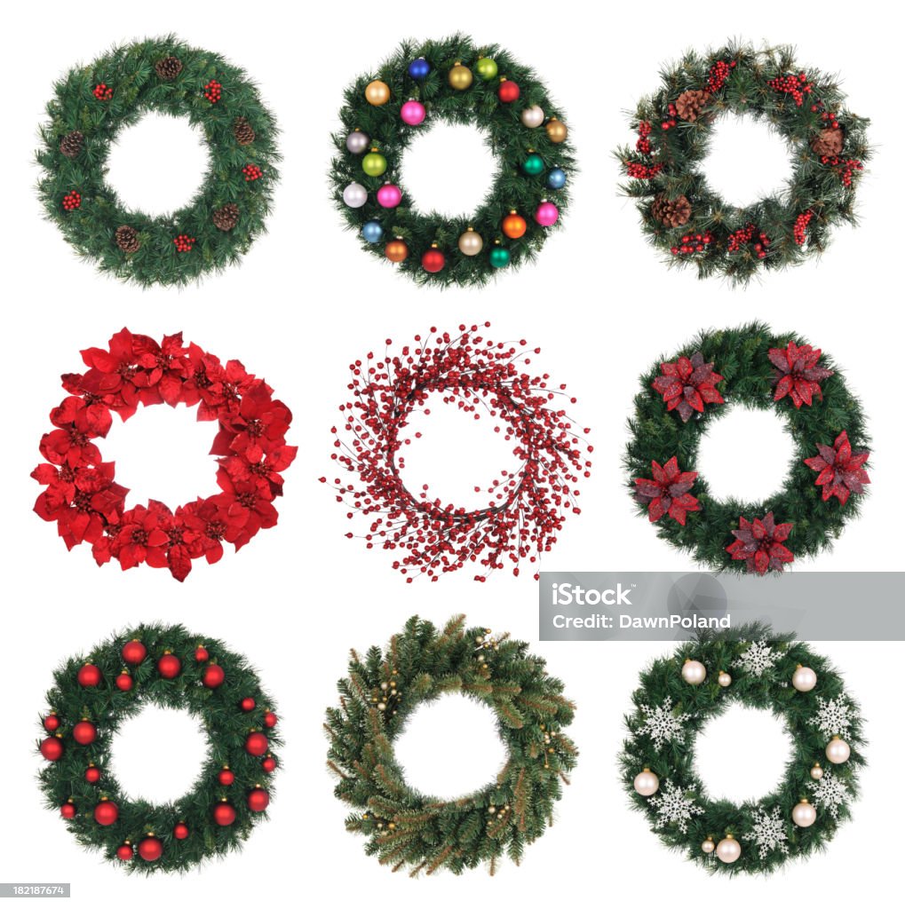 Holiday Wreaths - Foto de stock de Corona - Arreglo floral libre de derechos