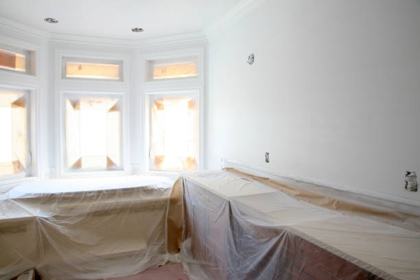 istock Furniture covered in plastic for a bathroom remodel 182187852