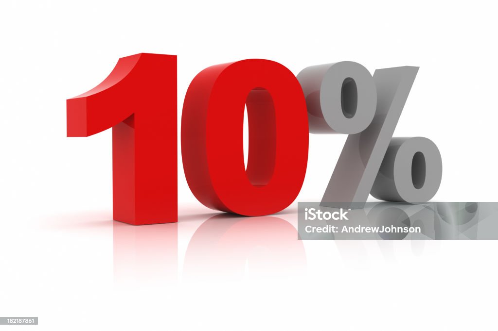 Ten Percent Simple fully isolated 3D element. Number 10 Stock Photo