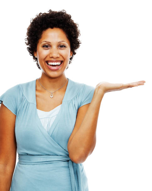 istock Mid adult woman gesturing over white background 182187874