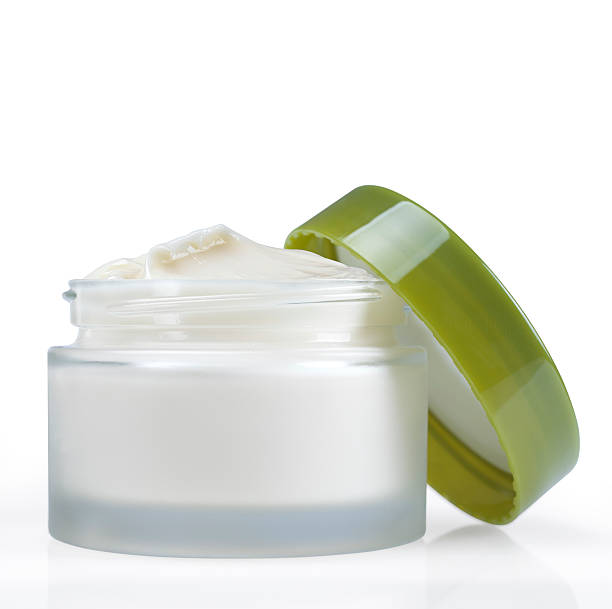 crema viso barattolo - single object isolated on white cosmetics make up foto e immagini stock