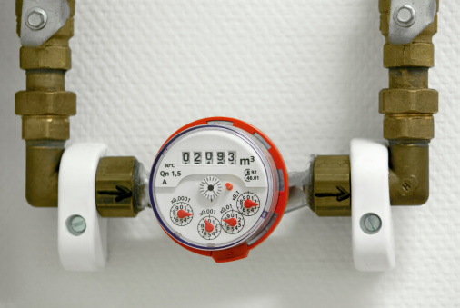 Indoor water meter used for measuring consumption of water in buildings/houses.