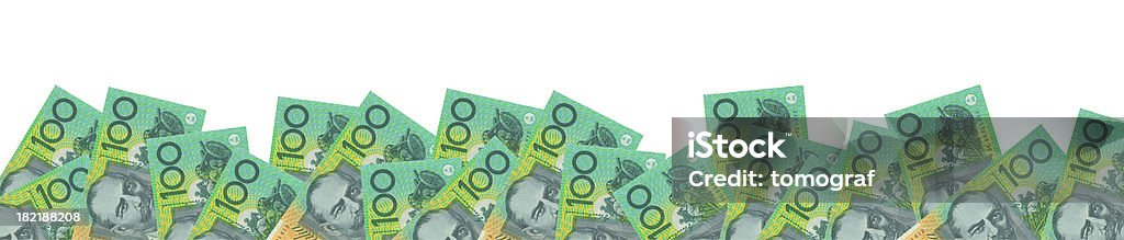 Panorama di 100 dollari australiani note isolato (percorso clip inclusa - Foto stock royalty-free di Australia