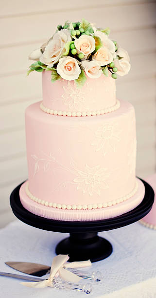 Pink Fondant Wedding Cake stock photo