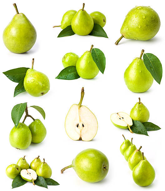green pears collection green pears collection on white pear stock pictures, royalty-free photos & images