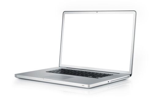 Gray portable computer with clipping path. Side view.Very large DoF.