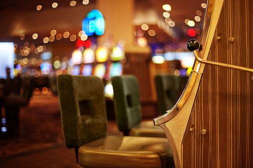 Slot machine close up in a casino