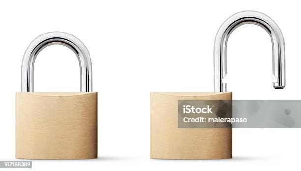 Padlock Open And Closed Stock Photo - Download Image Now - Padlock, Lock, Opening