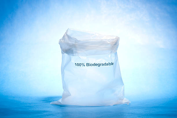 Biodegradable plastic bag Biodegradable plastic bag on blue. Another view: biodegradable photos stock pictures, royalty-free photos & images