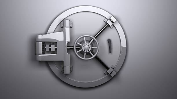 The Vault closed 3D render of a large vault. safe stock pictures, royalty-free photos & images