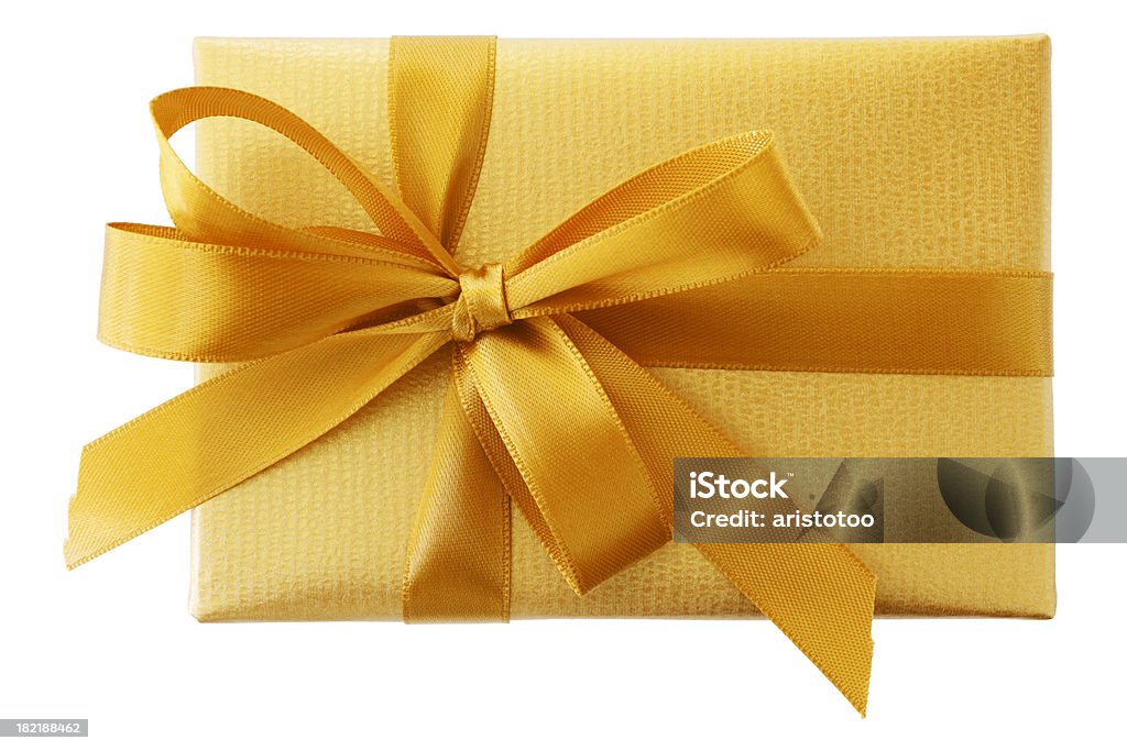 Golden caja de regalo - Foto de stock de Regalo libre de derechos