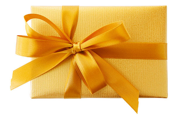 золотая подарочная коробка - yellow box стоковые фото и изображения