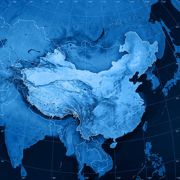 中国 topographic マップ - view into land ストックフォトと画像
