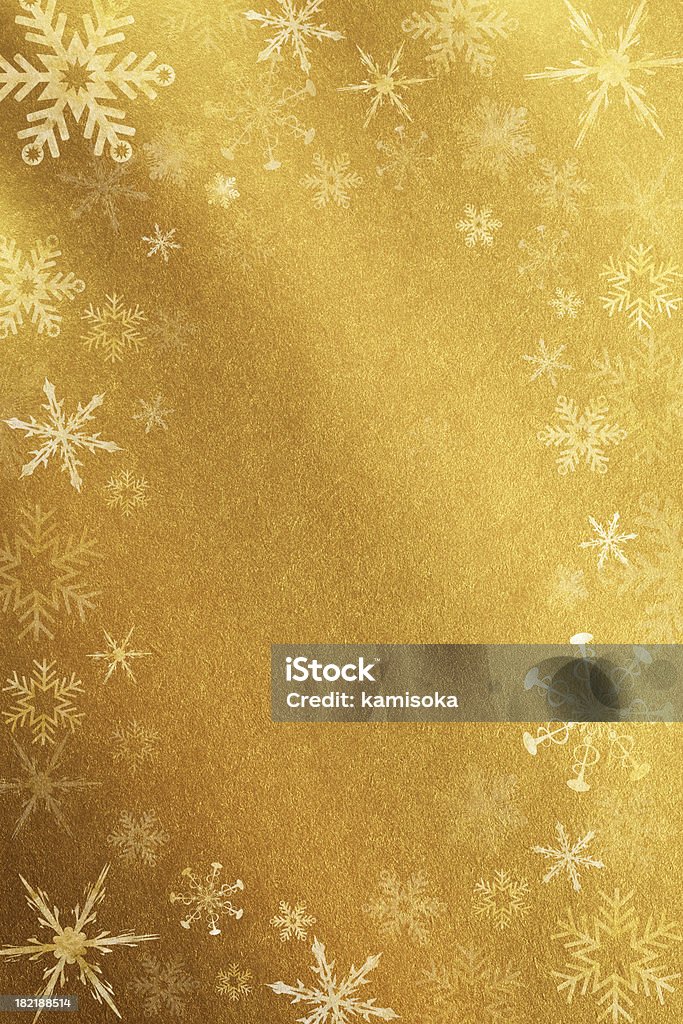Oro sfondo con fiocchi di neve - Foto stock royalty-free di Dorato - Colore descrittivo