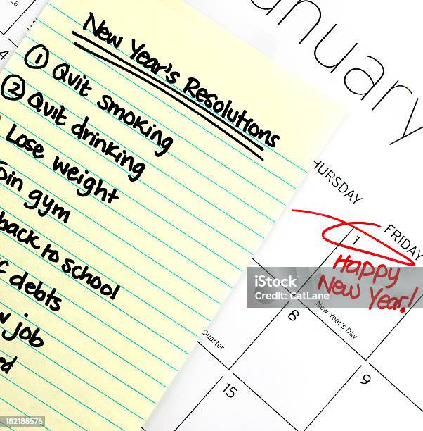 New Years Resolutions Stock Photo - Download Image Now - Backgrounds, January, Quitting Smoking