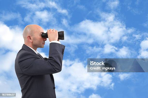 Businessman Looking Through A Binoculars Stock Photo - Download Image Now - 40-49 Years, Adult, Adults Only