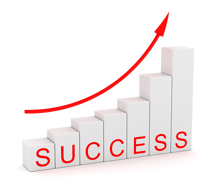 Diagram of business success with red arrow