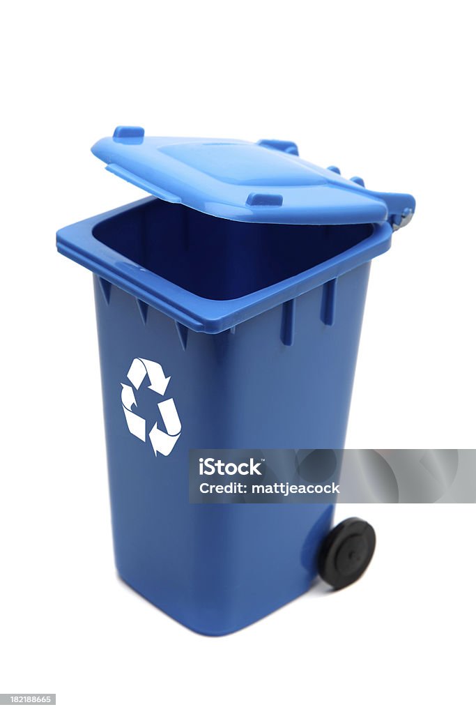 Blue Lixeira de reciclagem - Foto de stock de Lixeira com rodinhas royalty-free