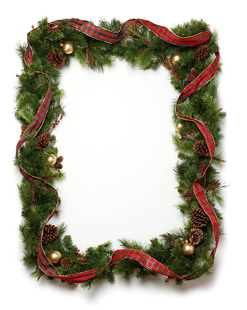 Christmas Garland Frame A frame created by Christmas garland.To see more holiday images click on the link below: floral garland photos stock pictures, royalty-free photos & images