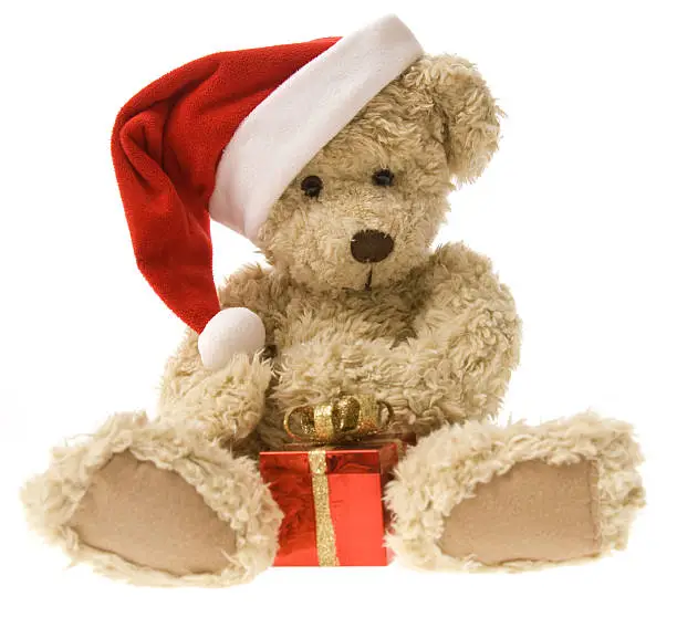 Photo of Teddy Bear Opening Christmas Gift