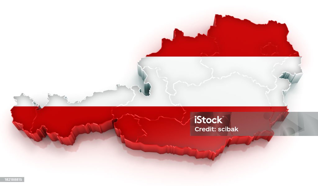 Austria mapa con bandera - Foto de stock de Austria libre de derechos