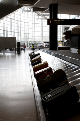 Baggage claim at Seattle International Airport.