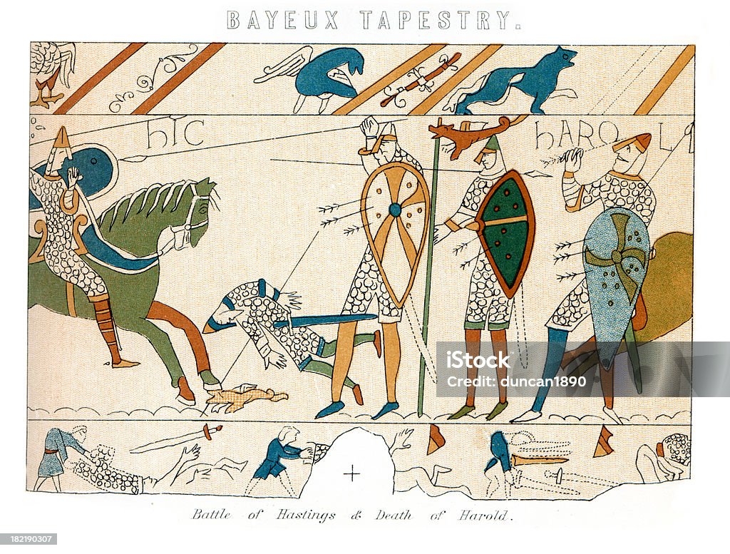 Tkanina z Bayeux-Bitwa pod Hastings - Zbiór ilustracji royalty-free (Tkanina z Bayeux)