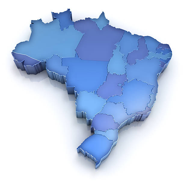 Brazil map with states stock photo
