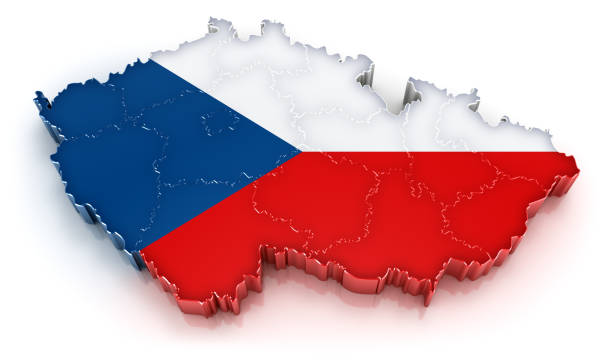 república checa mapa con bandera - czech republic czech flag flag national flag fotografías e imágenes de stock