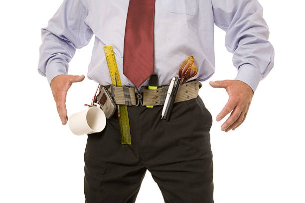 uomo d'affari preparato - preparation tool belt business businessman foto e immagini stock