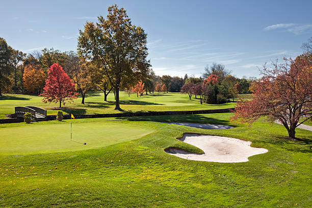 outono golfe em nova jersey - new jersey landscape putting green golf imagens e fotografias de stock