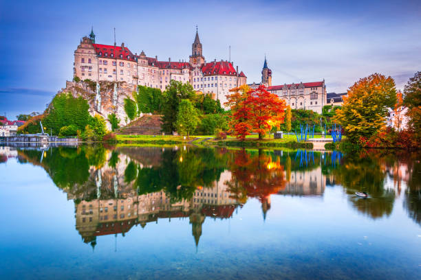Main River and the Johannisburg castle in  Aschaffenburg, Bavaria, Germany
