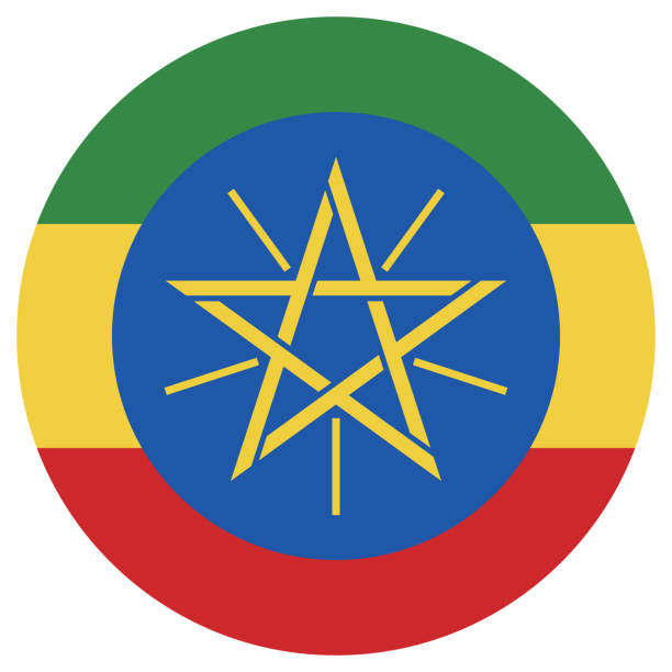 ilustrações, clipart, desenhos animados e ícones de a bandeira da etiópia. ícone de sinalizador de botão. cor padrão. sinalizador de ícone de círculo. ilustração computacional. ilustração digital. ilustração vetorial. - beta israel