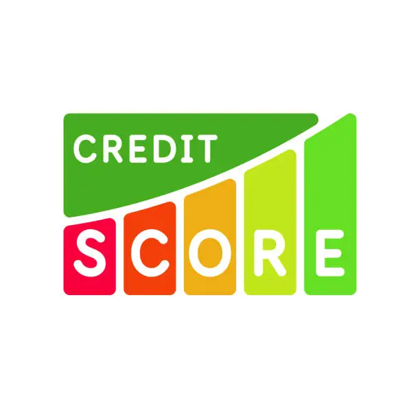 Vector illustration of Credit score. Indicator for measuring the level of creditworthiness. Isolated vector element.