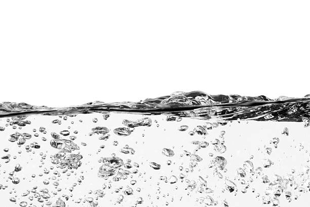 istock Water ripple with bubbles isolated on a white background 182192424