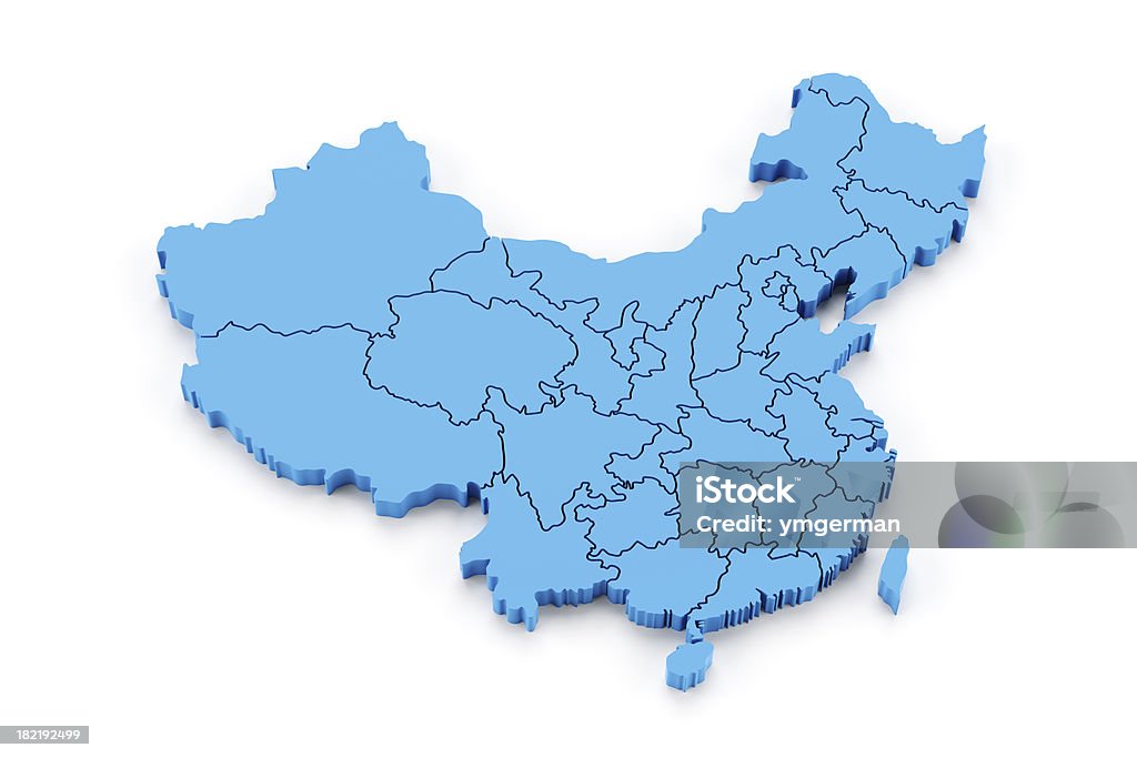 Províncias China com detalhes em partes separadas - Foto de stock de Azul royalty-free