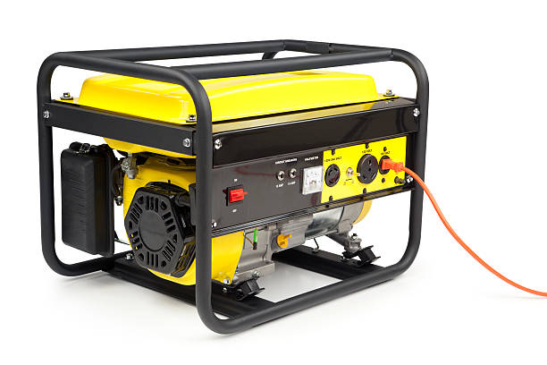 Portable Electric Generator "Gasoline powered, 4000 watt, portable electric generator. Isolated on a white background.Please also see:" portability stock pictures, royalty-free photos & images