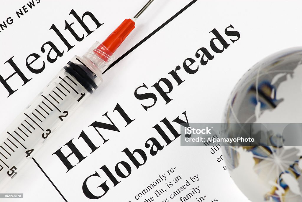 H1N1 독감 글로벌 위협, 건강 문제 (빨간색 주사기) - 12세 - 로열티 프리 0명 스톡 사진