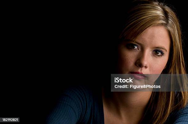 Studio Portrait Girl Stock Photo - Download Image Now - 16-17 Years, Adolescence, Black Background