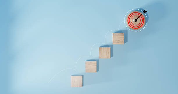istock woods block step on table with icon Action plan, Goal and target, success and business target concept, project management, company strategy 1821929558