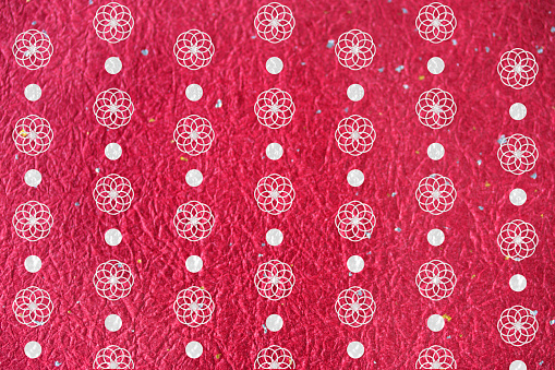Chrysanthemum pattern and Polka dot patter made from Japanese paper. red and gold. Japanese New Year's images