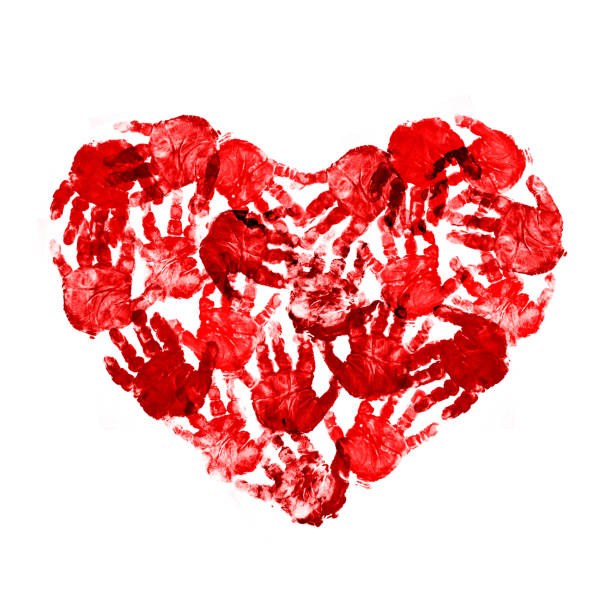 istock Red Heart of baby handprint 182194629