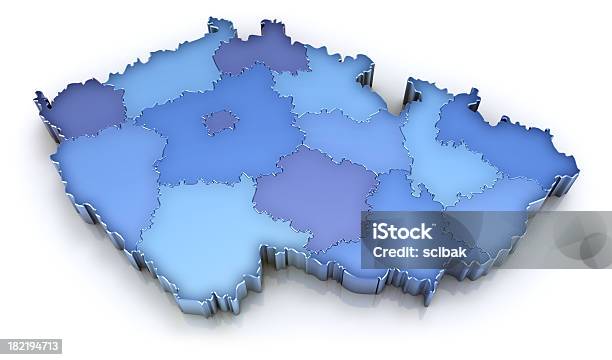 Photo libre de droit de Carte Avec Les Régions En République Tchèque banque d'images et plus d'images libres de droit de Affaires - Affaires, Blanc, Bleu