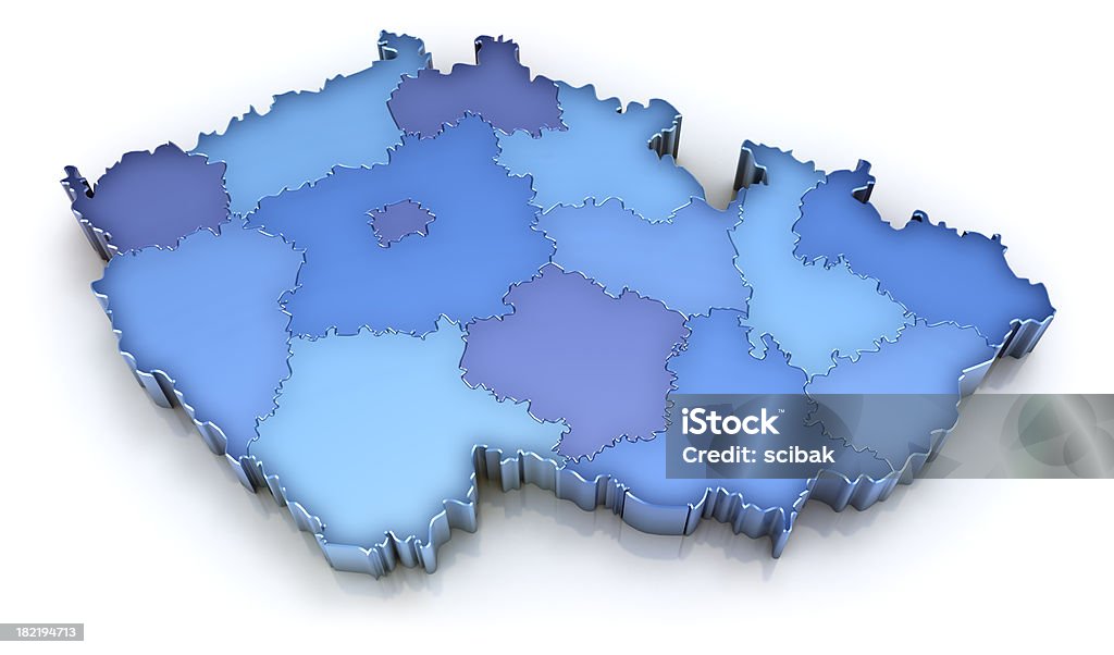 Mapa com as regiões da República Tcheca - Foto de stock de Azul royalty-free