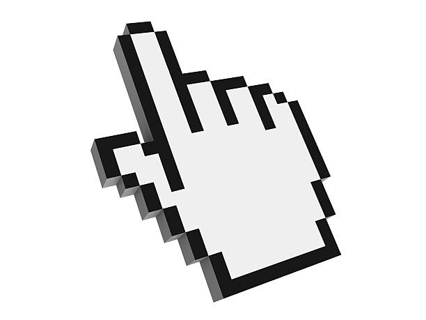 istock Image of mouse cursor icon with index finger pointing up 182194815