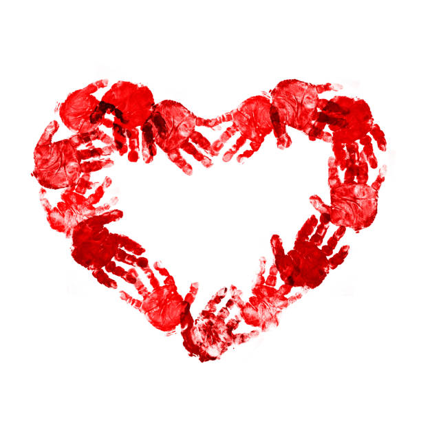 istock Red Heart of baby handprint 182194968