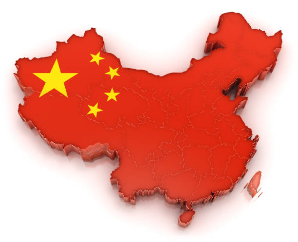 Map of People's Republic of China with flag.