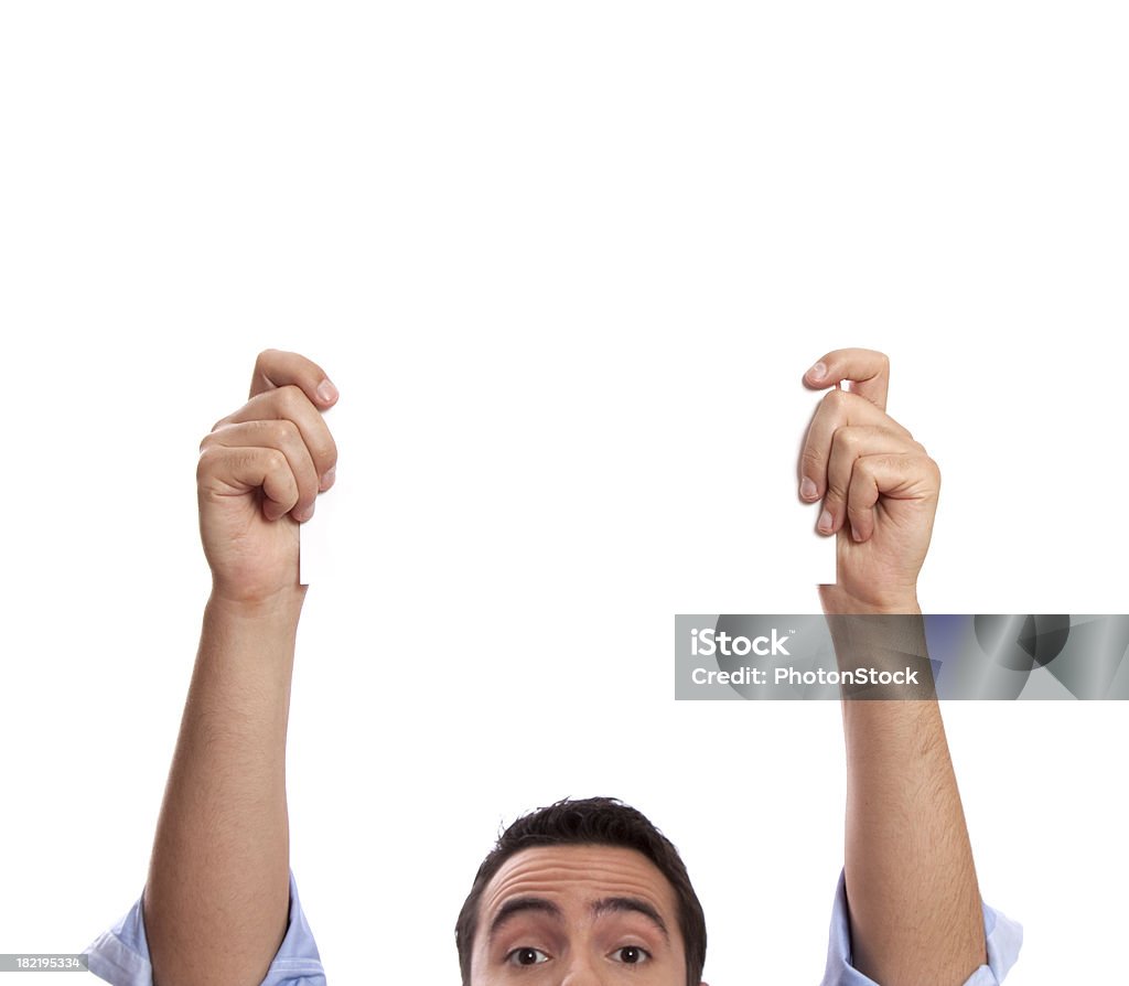 Mann hält Zeichen-Fokus auf den Händen - Lizenzfrei Bildschärfe Stock-Foto