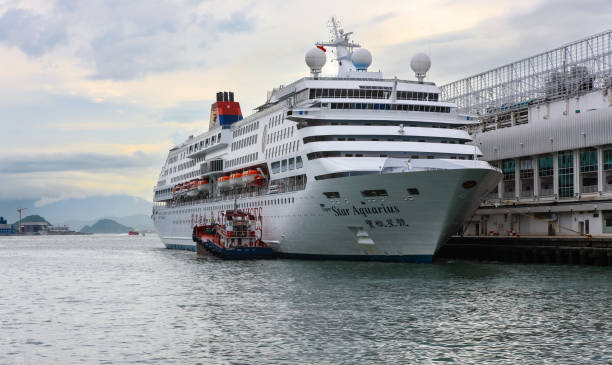 Tsim Sha Tsui, Hong Kong - July 19, 2009 : Cruise ship Star Aquarius docked in port. Operated by Star Cruises, it has since gone on to India to be scrapped.